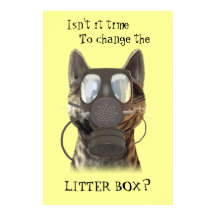 Katze mit einem Gasmaske-Plakat