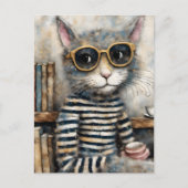 Katze mit einem Kaffee Postkarte (Vorderseite)