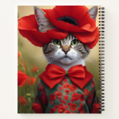Katze mit einem Kleid aus Klatschmohn Notizblock (Rückseite)