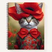 Katze mit einem Kleid aus Klatschmohn Notizblock (Vorderseite)