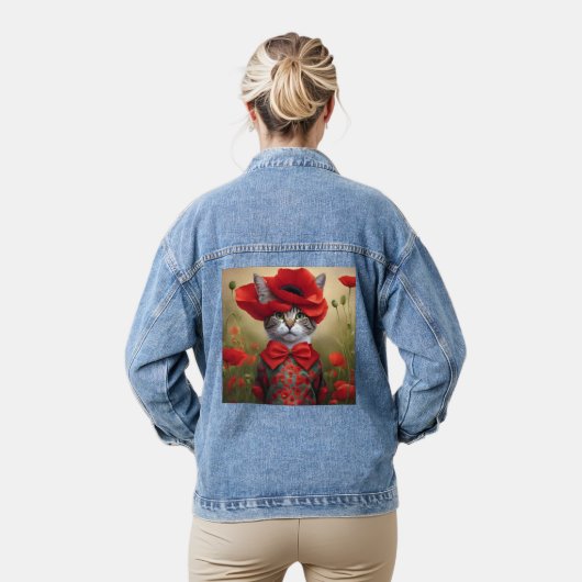 Katze mit einem Kleid aus Mohn Jeansjacke (Modell)