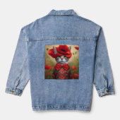Katze mit einem Kleid aus Mohn Jeansjacke (Rückseite)