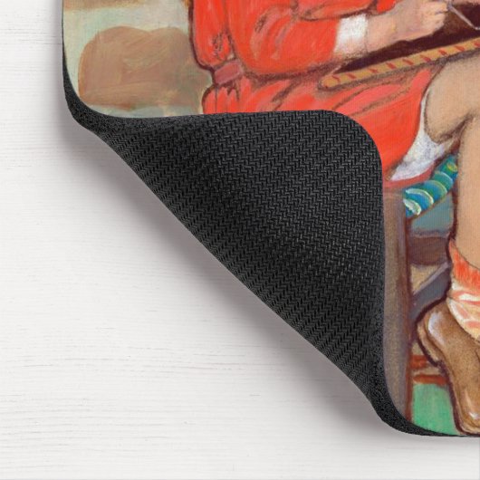 Katze mit einem Mädchen, Jessie Willcox Smith Mousepad (Ecke)