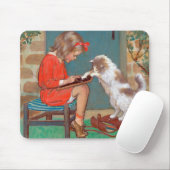 Katze mit einem Mädchen, Jessie Willcox Smith Mousepad (Mit Mouse)