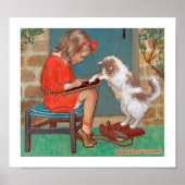 Katze mit einem Mädchen, Jessie Willcox Smith Poster (Vorne)