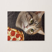 Katze mit einem Pizza-Jigsaw-Puzzle Puzzle (Horizontal)