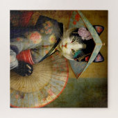 Katze mit einem Regenschirm. Puzzle (Horizontal)