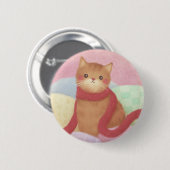 Katze mit einem roten Skarabäus Button (Vorne & Hinten)