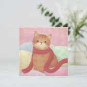 Katze mit einem roten Skarabäus Dankeskarte (Stehend Vorderseite)