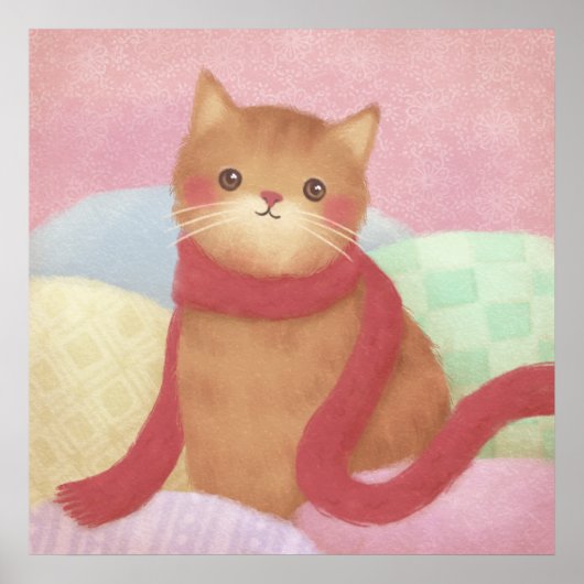 Katze mit einem roten Skarabäus Poster (Vorne)