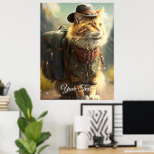 Katze mit einem Rucksack. Poster (Heimbüro)