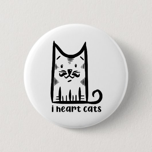 Katze mit einem Stilftigen Schnurrbart, Herzkatzen Button (Vorderseite)