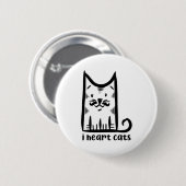 Katze mit einem Stilftigen Schnurrbart, Herzkatzen Button (Vorne & Hinten)