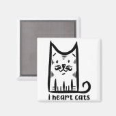 Katze mit einem Stilftigen Schnurrbart, Herzkatzen Magnet (Vorderseite/Rückseite)