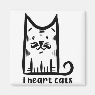 Katze mit einem Stilftigen Schnurrbart, Herzkatzen Magnet