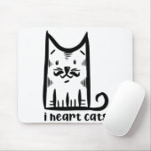Katze mit einem Stilftigen Schnurrbart, Herzkatzen Mousepad (Mit Mouse)