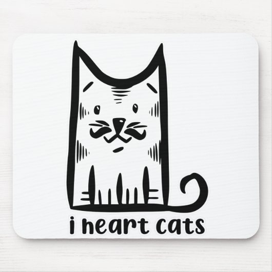Katze mit einem Stilftigen Schnurrbart, Herzkatzen Mousepad (Vorne)