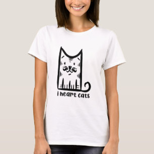 Katze mit einem stilvollen Schnurrbart, ich liebe T-Shirt