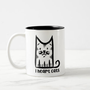 Katze mit einem stilvollen Schnurrbart, ich liebe  Zweifarbige Tasse