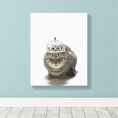 Katze mit einem Tiara Leinwanddruck (Insitu (Holzboden))