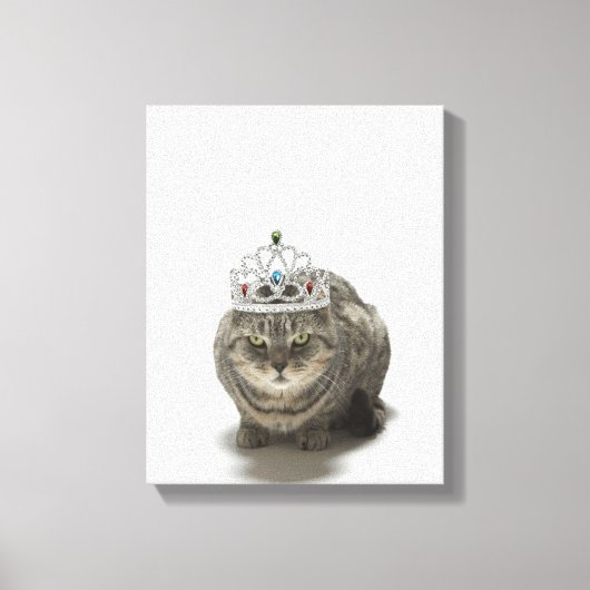 Katze mit einem Tiara Leinwanddruck (Vorderseite)