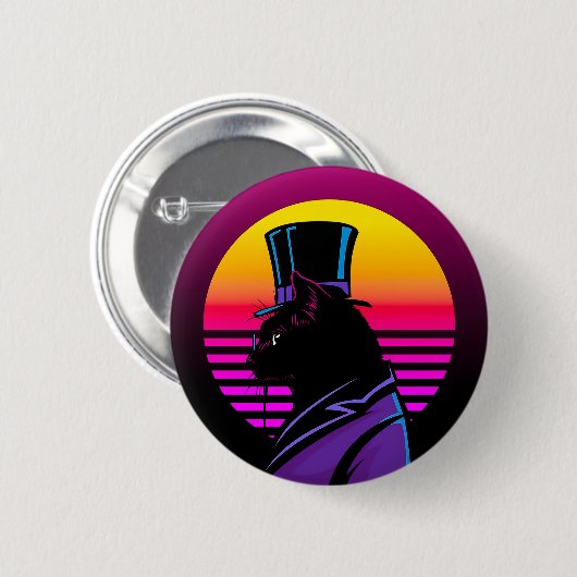 Katze mit einem Tuxedo und einem Hutwerk | Button (Vorne & Hinten)