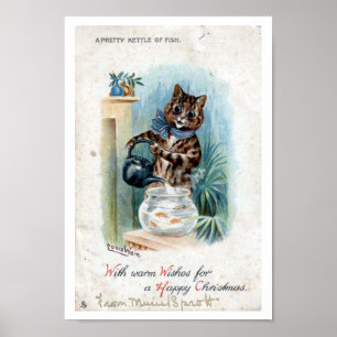 Katze mit einem Wasserkocher, Louis Wain Poster