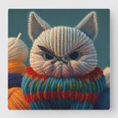 Katze mit einer "Hauptstadt "A"-Einstellung Quadratische Wanduhr (Vorderseite)