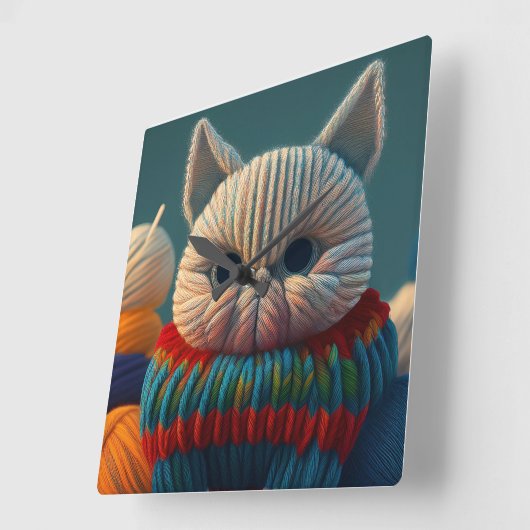 Katze mit einer "Hauptstadt "A"-Einstellung Quadratische Wanduhr (Winkel)