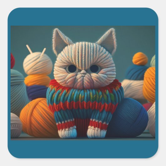 Katze mit einer "Hauptstadt "A"-Einstellung Quadratischer Aufkleber (Vorderseite)