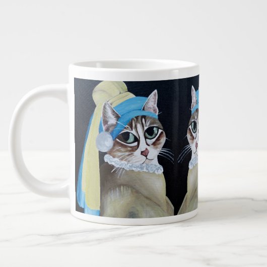 Katze mit einer Perle, die Jumbo-Tasse verdient (Links)
