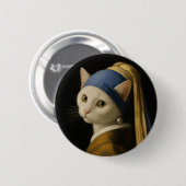 Katze mit einer Perle Ohrhänger Button (Vorne & Hinten)