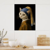 Katze mit einer Perlenohrring Poster (Küche)