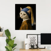 Katze mit einer Perlenohrring Poster (Heimbüro)
