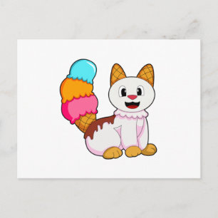 Katze mit Eis am Stiel Postkarte