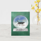 Katze mit Eis-Skaten Snowglobe Weihnachtskarte Karte (Gelbe Blume)