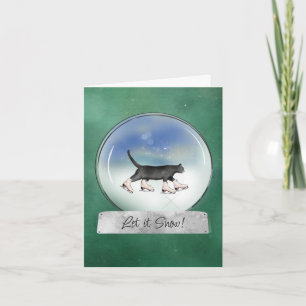 Katze mit Eis-Skaten Snowglobe Weihnachtskarte Karte