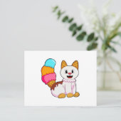 Katze mit Eisstiel Postkarte (Stehend Vorderseite)