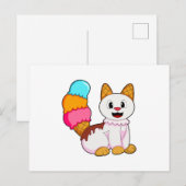 Katze mit Eisstiel Postkarte (Vorne/Hinten)