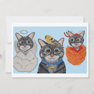 Katze mit Engel und Teufel Einladung