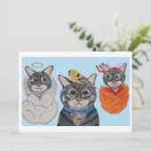 Katze mit Engel und Teufel Einladung (Stehend Vorderseite)
