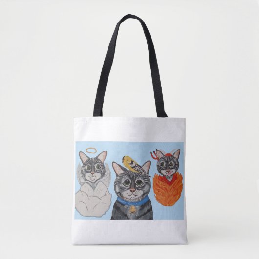 Katze mit Engel und Teufel Tasche (Vorderseite)
