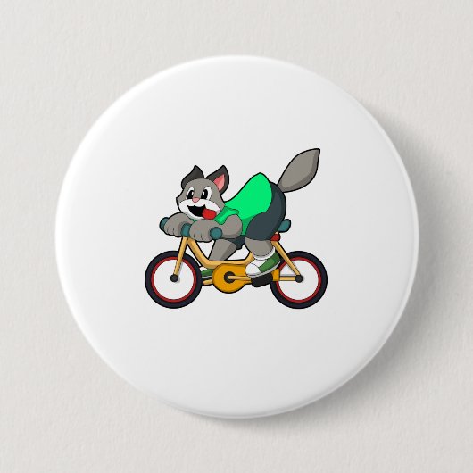 Katze mit Fahrrad Button (Vorderseite)