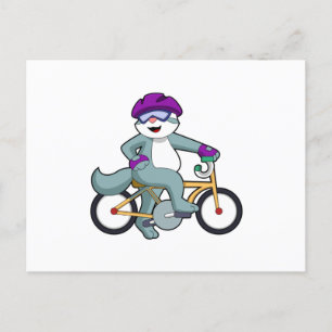 Katze mit Fahrrad Postkarte