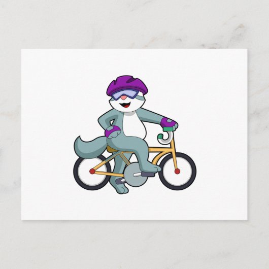 Katze mit Fahrrad Postkarte (Vorderseite)