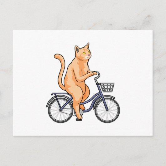 Katze mit Fahrrad Postkarte (Vorderseite)