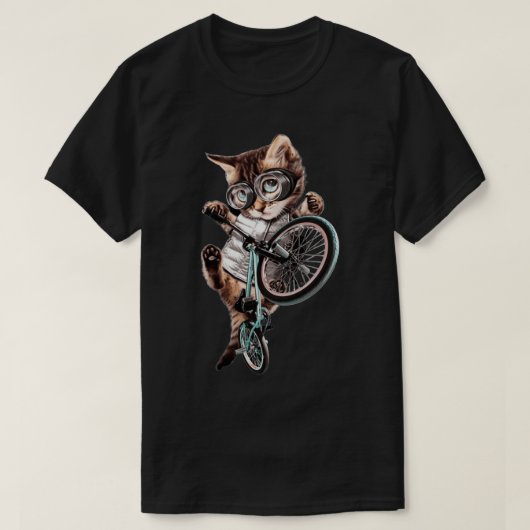 Katze mit Fahrrad T-Shirt (Design vorne)