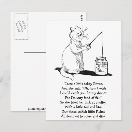 Katze mit Fangrinne Postkarte (Vorne/Hinten)