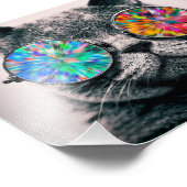 Katze mit farbigen Brillen Fotodruck (Ecke)