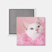 Katze mit Federbohne Magnet (Vorderseite/Rückseite)